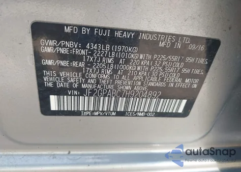 2017 Subaru Crosstrek 2.0I Premium z USA, uszkodzony, nr VIN JF2GPABC7H9204892